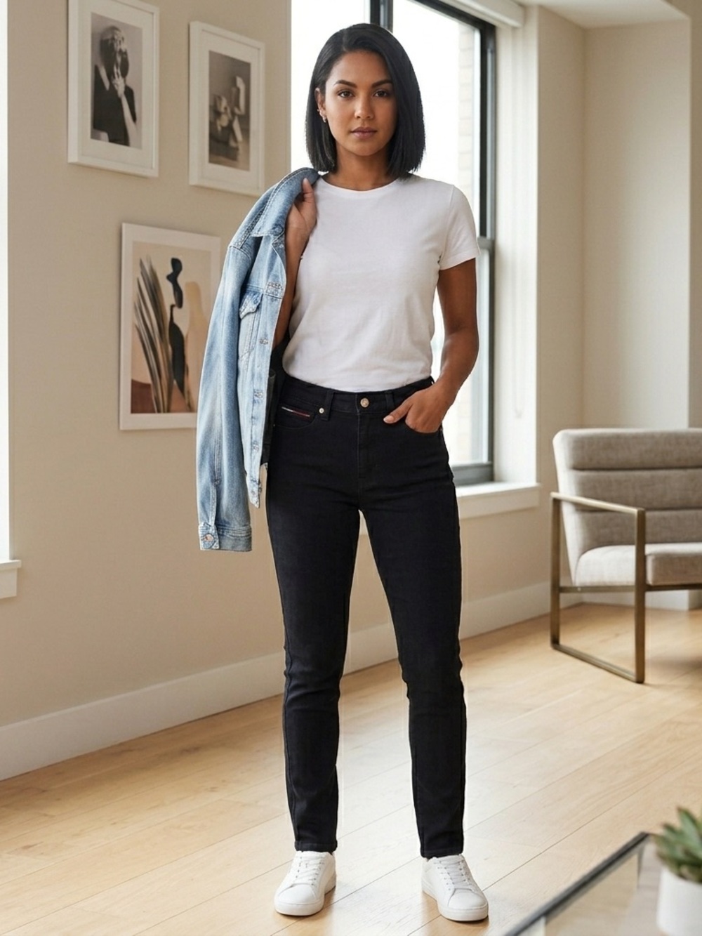 Tommy Hilfiger dark blue Jeans with Red Stitching